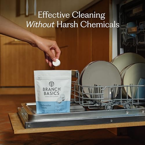 Branch Basics Dishwasher Tablets – 60 Ct | Plastic-Free, Fragrance-Free, Human-Safe, Dishwasher Pods Replacement | Delivers a Powerful Clean Without Harsh Chemicals
