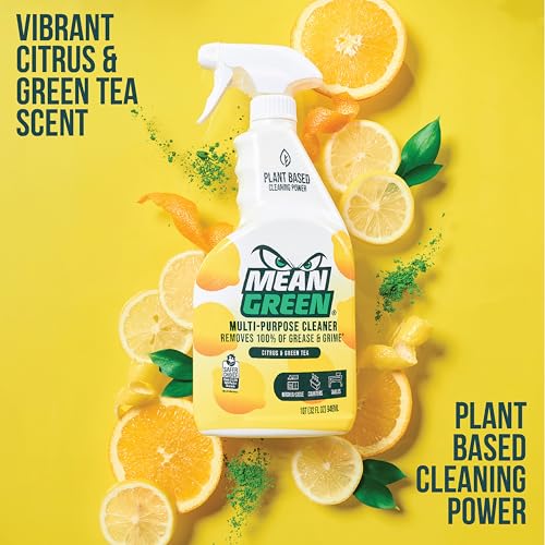Mean Green Multi-Purpose Cleaner Spray, Citrus & Green Tea, 32 oz – Removes 100% of Grease & Grime, Kitchen, Bathroom & Household Surfaces