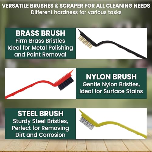 14 Pcs Crevice Cleaning Brush Set – Hard Bristle Cleaning Tools for Grout, Tile Floors, Gaps & Narrow Spaces – Multi-Purpose Grout Scrub Brush for Cleaning Bathroom, Shower, Window Tracks, Kitchen