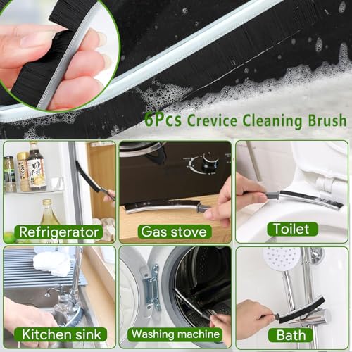 Crevice Cleaning Brush, Multi-Purpose Hard Bristle Brushes for Deep Cleaning Kitchen, Bathroom, Grout, Sink, Cup, Teapot, Bottle, Blender, Corners, Tight Spaces & More 12pcs