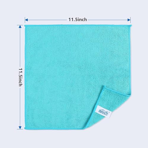HOMEXCEL Microfiber Cleaning Cloth 210GSM, Pack of 12, Size:11.5" x 11.5", Ultra-Soft, High-Density Non-Abrasive Cleaning Towels for Cars, Glass, Kitchen, Reusable Rags, Blue/Green/Yellow/Pink