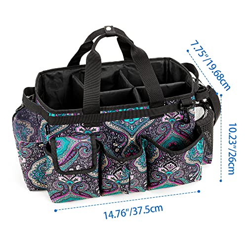 LoDrid Large Wearable Cleaning Caddy Bag with Detachable Divider, Cleaning Supply Tote Organizer with Handles and Adjustable Shoulder Strap for Cleaners & Housekeepers, Totem