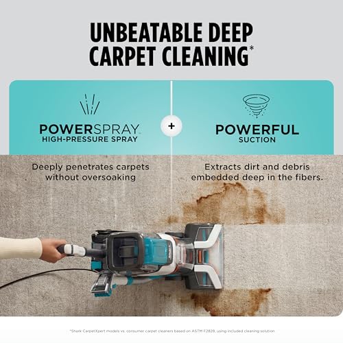 Shark CarpetXpert | Upright Carpet, Area Rug & Upholstery Cleaner | Carpet Shampooer with StainStriker Handheld Tough Stain Eliminator | Removes Tough Stains & Odors | 3 Cleaning Tools | White | EX201