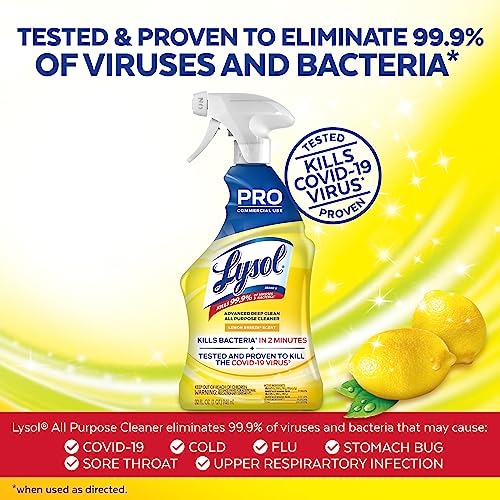 Lysol Pro All-Purpose Cleaner, Advanced Deep Cleaning Sanitizing and Disinfecting Spray, For Commercial Use, Use to Clean and Deodorize, Lemon Breeze Scent, 32oz (Pack of 1)