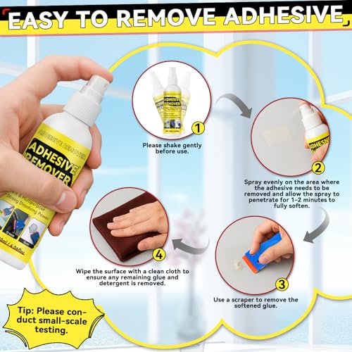 Adhesive Remover, Surface-Safe Sticker Remover Spray, Glue Remover that Quickly Removes Sticker, Glue, and Tape Residue | Safe for Car, Glass, Label, Decals & More, 4.06 fl.oz/120ml