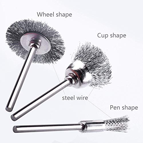 45PC Wire Brush Set for Drill, Stainless Steel Wheel Brushes Rotary Tool Accessories, Ideal for Rust Removal, Grinding, Sanding, Polishing, Fits Dremel & Most 1/8" Collet Tools