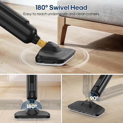 NEWBULIG Steam Mop for Hardwood/Tile/Carpet, Lightweight Steamer Cleaner for Floor Cleaning with 330ML Water Tank, Heats Up in 30 Seconds，16.4 FT Cord and 2 Washable Pads