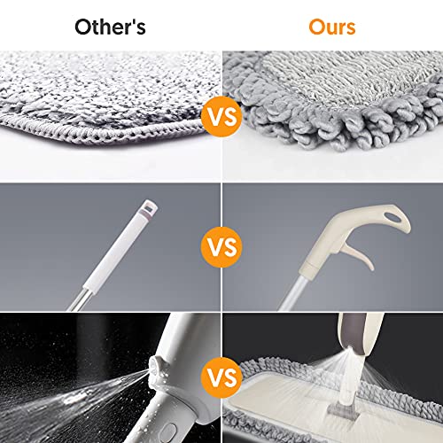 Spray Wet Mops for Hardwood Floor Cleaning - MEXERRIS Microfiber Dust Mop with Spray 3X Reusable Washable Pads - Hard Wood Floor Mops Commercial Home Mop for Laminate Wood Tiles Hardwood Vinyl