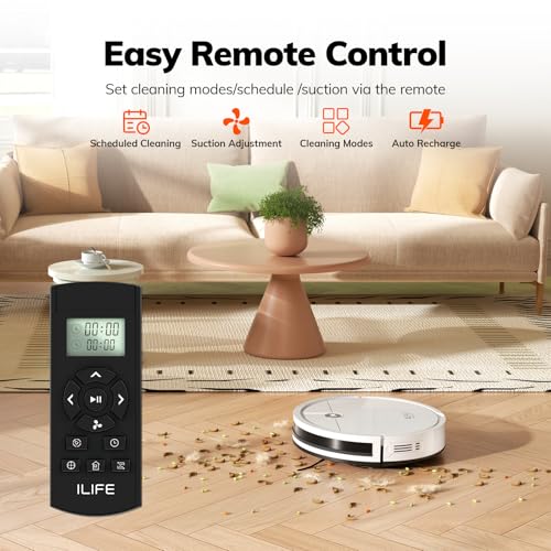 ILIFE V2 Robot Vacuum Cleaner, Tangle-Free Suction, 120 Mins Runtime, Slim, Self-Charging Robotic Vacuum Cleaner, Ideal for Pet Hair and Hard Floors