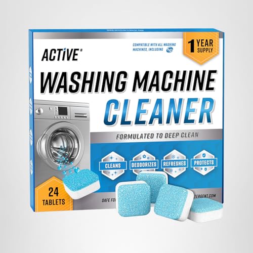 Washing Machine Cleaner Descaler 24 Pack - Deep Cleaning Tablets For HE Front Loader & Top Load Washer, Septic Safe Eco-Friendly Deodorizer, Clean Inside Drum and Laundry Tub Seal - 12 Month Supply