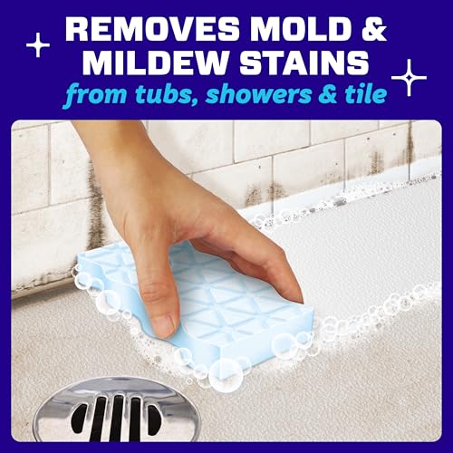 Mr. Clean Magic Eraser Sponge, Bathroom Cleaner, Shower Cleaner, Tub Cleaner, Soap Scum Remover, Bathroom Cleaning Supplies, Dawn Cleaning Power with Febreze Lavender Scent, 5ct