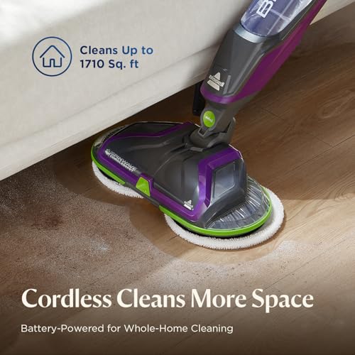 Bissell Spinwave Cordless Pet Spin Mop, 18V Electric Hard Floor Cleaner with Reusable Washable Pads, Pet Stain Removal for Sealed Wood Tile & Laminate Floors, 23157