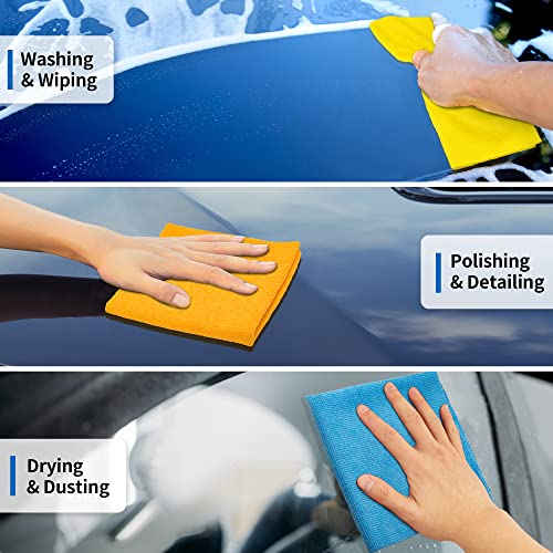 HOMERHYME Microfiber Cleaning Cloth, 100 Pack Cleaning Rags Microfiber Towel Bulk Absorbent Lint-Free Wash Cloths, All-Purpose Shop Towels for Cars, Automotive, Garage, Home & Kitchen 11.5"*11.5"