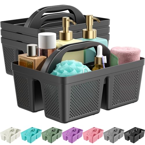 MLIKLU 4 Pack Portable Shower Caddy, Integrated Handle, Reinforced Plastic, Organizer Storage Bathroom Supplies and Beauty Products, Cleaning Supplies, Shower Basket for Home, Dorm, Shelf and Cabinet