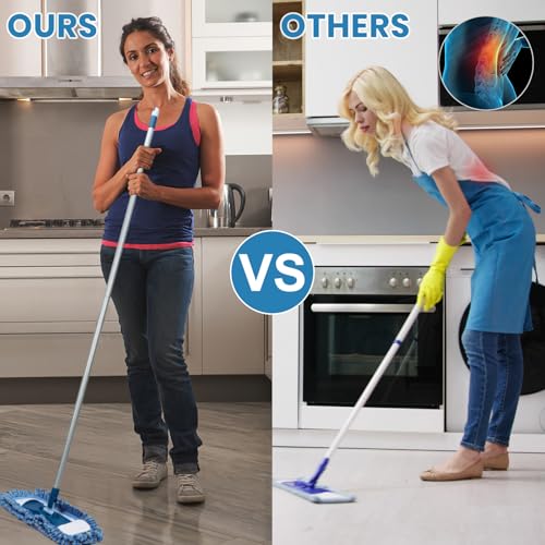 MAVRIZ Dust Mop for Hardwood Floor Washable Wet and Dry Mop with 58" Long Handle, 360° Rotating Microfiber Mop for Wood, Laminate, Tile Floor