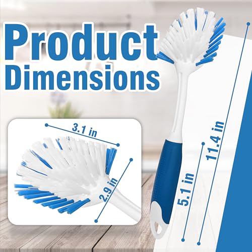 PHYEX 2-Pack Dish Brushes with Scraper, Durable Nylon Bristles Kitchen Scrub Brush, Dish Scrubber with Handle for Pans, Sink, Bathroom