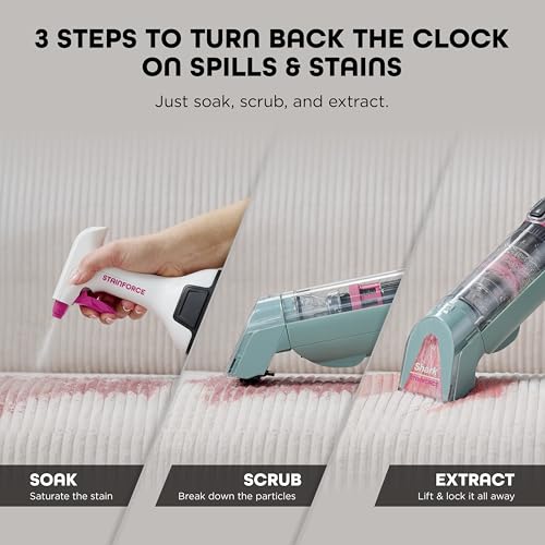 Shark StainForce Cordless Spot Cleaner, Dual-Activated Easy Spray Formula, OXY-Powered Stain Cleaning, Indoor + Outdoor, Carpets, Upholstery, Car Seats & Stairs, Pet Urine & Odor Remover, HX101