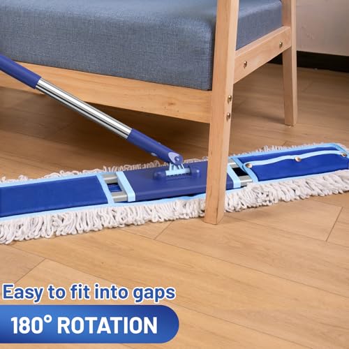 EHADOO 36" Commercial Dust Mop: Dry Dust Broom for Hardwood Floors Cleaning - 2 Mop Pads 59" Long Handle Heavy Duty Frame - Industrial Professional Cleaning Supplies for Hotel Warehouse School Janitor