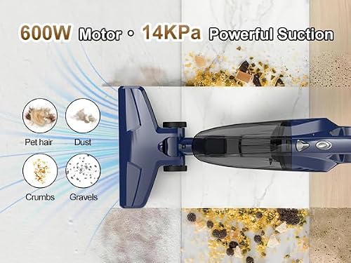 Sancorp Vacuum Cleaner for Home Powerful Suction Lightweight Self-standing 16.4ft Cord HEPA Filter 3-in-1 Handheld with 180°Left-Right Steering for Pet Hair Hard Floors Vinyl Carpet Car Office (VA001)