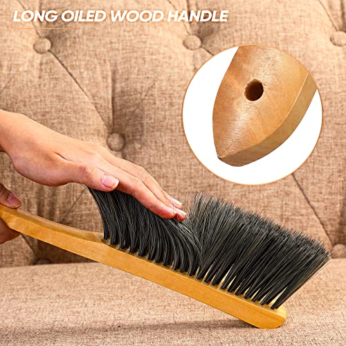 Patelai 2 Pieces Wooden Bench Brushes Fireplace Brush Natural Fiber Bench Soft Bristles Long Wood Handle Dust for Hearth Tidy Car Home Workshop Woodworking(Gray)