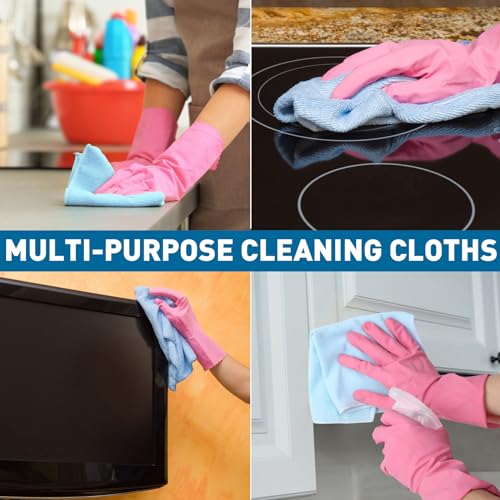 TEAWOO Microfiber Cleaning Cloths-50 Pack, Microfiber Towels Bulk, Towels for Cars & Home, Cleaning Rags 5 Colors Assorted (12x12 inches)
