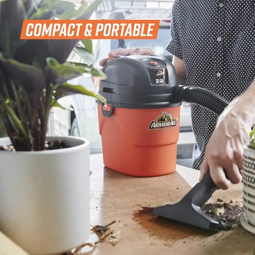 Armor All® AA155 1.5-Gallon 2 Peak HP Portable Wet/Dry Vacuum, Orange