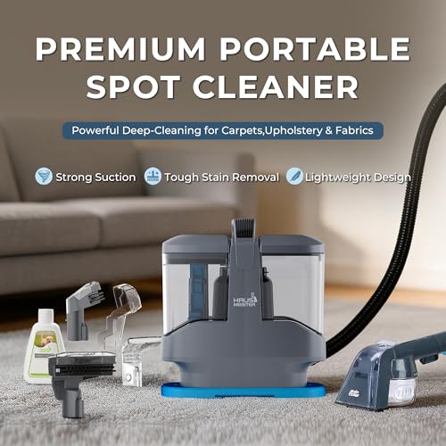 Hausmeister Hydroflex Pro Portable Carpet Cleaner and Pet Stain Remover, Upholstery Spot Cleaner Machine for Couch, Car Interior, Deep Cleaning Vacuum (Machine + 1 Solution & multi attachments)