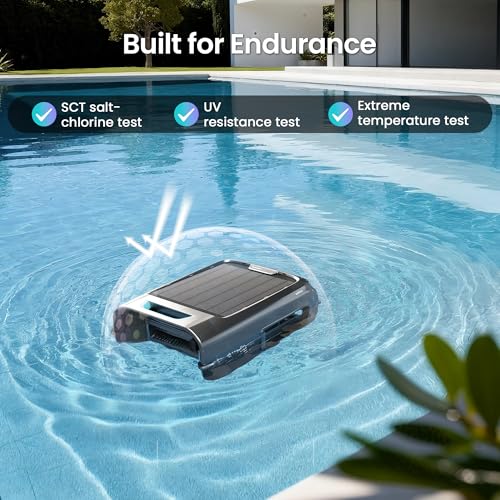 AIPER EcoSurfer S2 Solar Powered Pool Surface Skimmer Robot with APP Support, 24/7 Continuous Cleaning, Dual Charging Modes, Smart Obstacle Avoidance, 150-um Filtration, OTA Upgrade, Gray