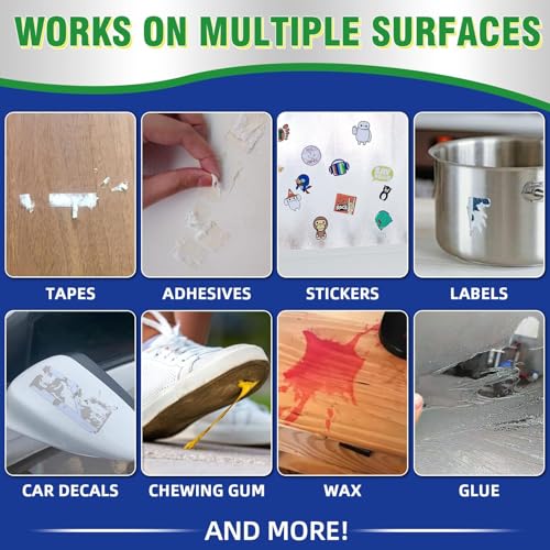 Adhesive Remover, Sticker Remover with Plastic Razor & Towel, 120ml Glue Removers for Removing Labels, Tapes, Gum, Wax and Sticky Residue, Powerful Super Glue Removers for Floor, Windows, Walls, Cars