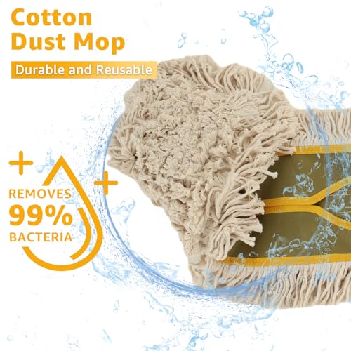 YAYODS 3 Pack Dust Mop Replacement Head, 36'' Dust Mops for Floor Cleaning Replacement Reusable Industrial Cotton Dust Mop Refill for Hardwood Floors, Ceramic, Marble, Tile
