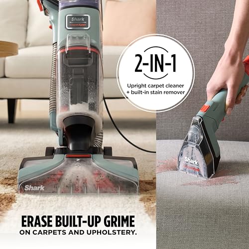 Shark CarpetXpert | Upright Carpet, Area Rug & Upholstery Cleaner | Carpet Shampooer with Handheld Spot & Stain Eliminator | 3 Cleaning Tools | Slate Green | EX151