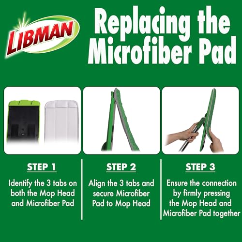 Libman Rinse 'n Wring Mop and Bucket System Refills | Microfiber Floor Mop | Hardwood Floor Cleaner | Wet & Dry Mop | 6 Total Microfiber Refill Pads