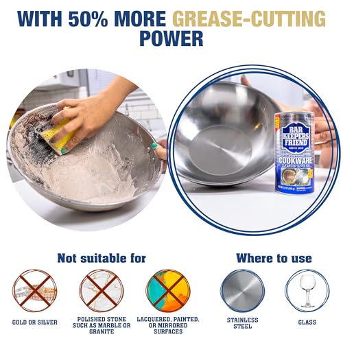 Bar Keepers Friend Cookware Cleanser & Polish (2 x 12 oz) Stainless Steel Cleaner & Degreaser for Pots, Pans, Bakeware & Grills - Removes Sticky Residue, Rust Stains & Lime Deposits