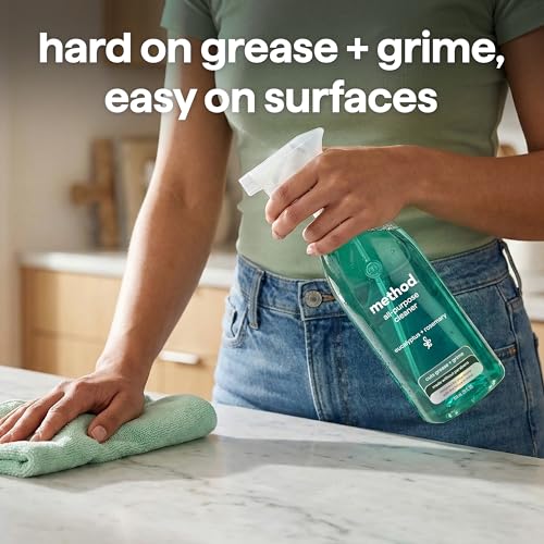 Method All-Purpose Cleaner Spray, Eucalyptus + Rosemary- Cuts Grease & Grime on Counters, Glass, Sealed Wood & Floors, for Kitchen & Bathroom, 28fl oz, 4 pack