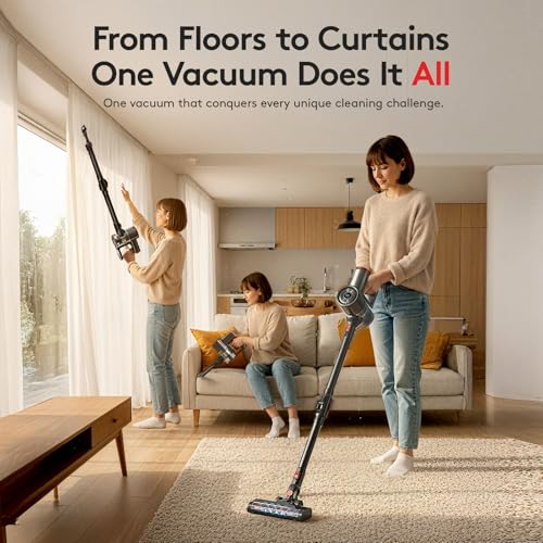 RONEAIR Cordless Vacuum Cleaners for Home,40Kpa 45Mins Vacuum Cleaner Cleans Under Furniture Without Bending,Self-Standing,Powerful Stick Vacuum Cordless for Pet Hair,Hard Floors,Carpets,Car