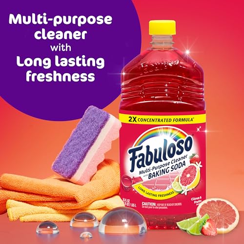 Fabuloso 2X Multi-Purpose Cleaner with Baking Soda, No Rinse Floor Cleaner, Long-Lasting Freshness, Citrus and Fruits Scent, 56 fl oz