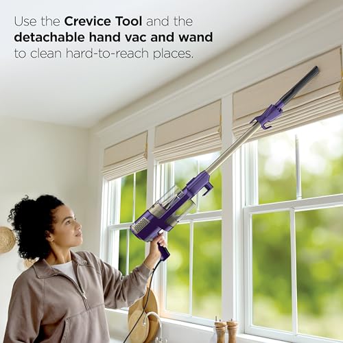 Shark POWERDETECT Ultra-Light Corded Stick Vacuum with DuoClean Technology, Self-Cleaning Brushroll for No Hair Wrap, Anti-Allergen Complete Seal & Odor Neutralizer Technology, Eggplant, HZ4002