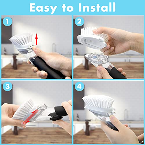 Dish Brush Refill, 4 Pack Dish Brush Replacement Head for OXO Dish Brush, Brush Dispenser Refill Fits Soap Dispensing Handle