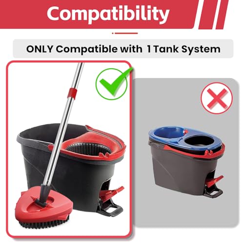Spin Mop Replacement Mop Compatible with O Cedar 1 Tank System, 2 Microfiber Mop Heads Replacements, 58" Mop Replace Handle, 1 Scrub Brush Attachment and 1 Mop Base for Ocedar EasyWring Spin Mop