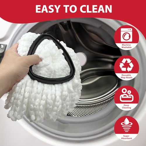 Nuorest Spin Mop Replacement Set for O-Ceda EasyWring 1-Tank System, Includes 2 Microfiber Mop Heads, 1 Adjustable Spin Mop Handle (30"-58"), 1 Spin Base, Floor Cleaning(No Bucket)