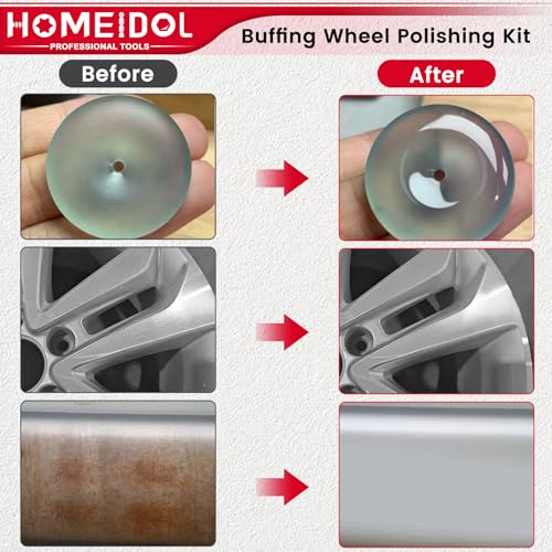103PCS Buffing Wheel for Dremel Polishing Kit, HOMEIDOL 1/8" Shank Polishing Wheel for Dremel Tool Accessories, Abrasive Wheel Buffing Wire Brush Woolen Brush Rotary Polish Bits