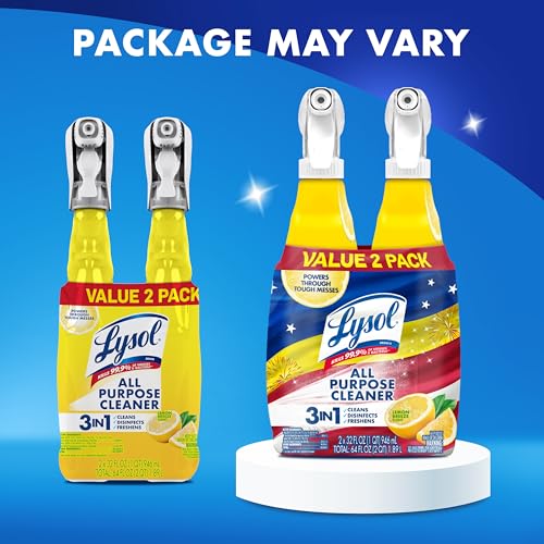 Lysol All Purpose Cleaner Spray, Multi-Purpose Disinfecting Spray, Kitchen & Bathroom Cleaner, Lemon Breeze Scent, 32 Fl Oz (Pack of 2)