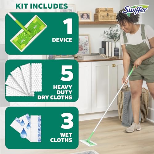 Swiffer Sweeper Dry + Wet Multi Sweeping Kit (1 Sweeper, 7 Dry Cloths, 3 Wet Cloths)
