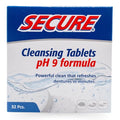 Secure Daily Cleansing Tablets - pH 9 Formula Thoroughly Cleans Dentures - Fights Odors, Stains & Germs - For Dentures, Nightguards, Retainers & Partials - 32 Tablets (1 Pack)