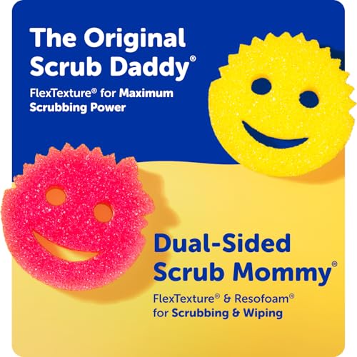 Scrub Daddy Colors Kitchen Sponges - Scratch-Free Dishwashing Sponges & Sponge for Kitchen Sink, Bathroom & Household Cleaning - BPA-Free Polymer Foam (3 Count)