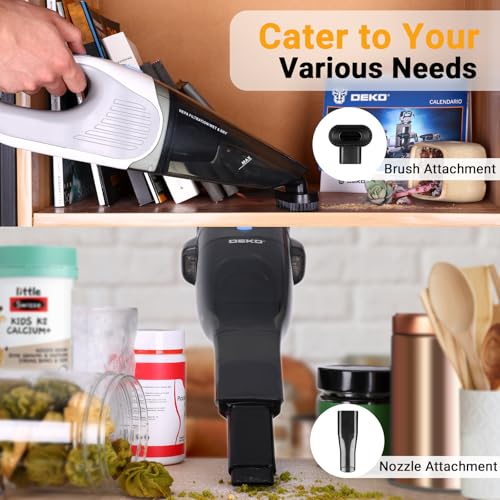 DEKOPRO Cordless Handheld Portable Vacuum Cleaner, Small Rechargeable with 8000PA Powerful Suction, Car Vacuum with Multi Accessories to Clean Home, Pet Hair and Car, White