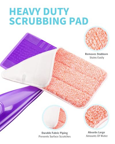 Power Scrubbing Reusable Mop Pads for Swiffer Wet Jet Mops (6 Pack), Wet Jet Refills, Wet Pads Refill, Washable Microfiber Mop Pads for Floor Cleaning Wet Dry Use