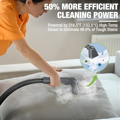WORKPRO Portable Steam Carpet & Upholstery Cleaner Machine, 16KPa Suction with 4 Cleaning Modes, Spot Cleaner Machine with Heating System and Multi-Function Tools for Sofa, Pet Stains & Car Interior