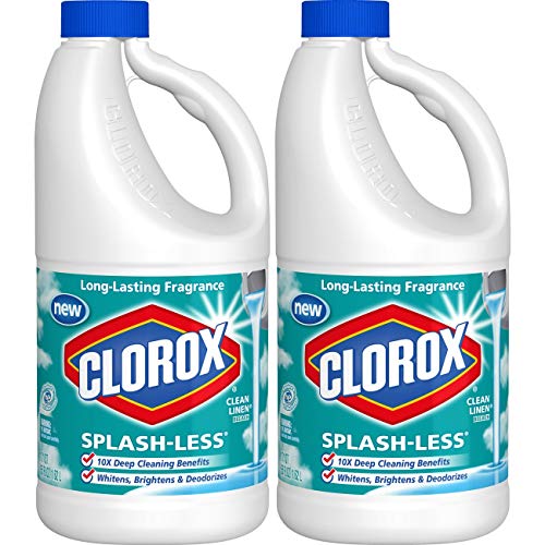Clorox Splash-Less Bleach, Clean Linen Scent, 55 Ounces, 2 Pack (110 Ounces Total), Real Bleach Made Simple™