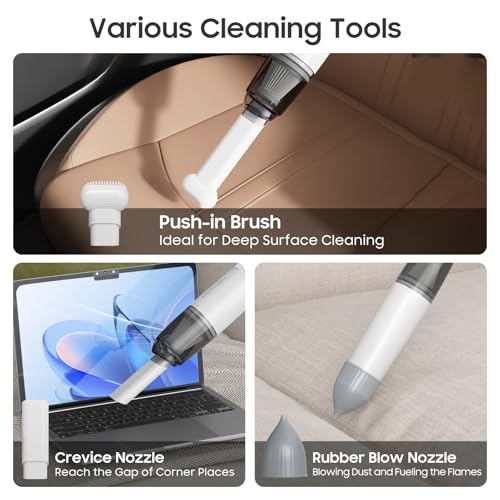 A9life Handheld Vacuum Cordless, Car Vacuum Portable with 2 Suction Modes, Blow & Suction 2-in-1, Mini Vacuum Cleaner Rechargeable for Car, Home, Pet Hair, Office, Desk, Keyboards (White)